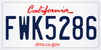 CA license plate FWK5286