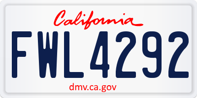 CA license plate FWL4292