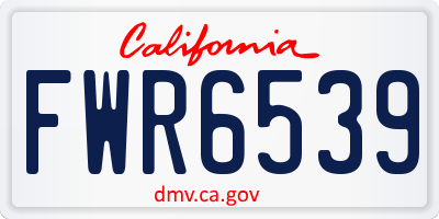 CA license plate FWR6539