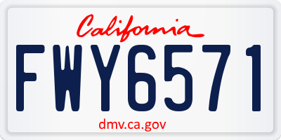 CA license plate FWY6571