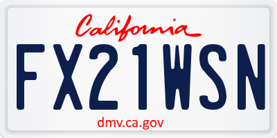 CA license plate FX21WSN