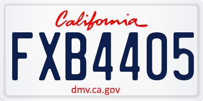 CA license plate FXB4405