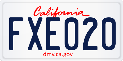 CA license plate FXE020