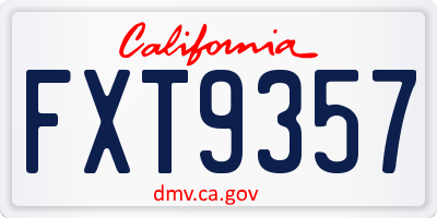 CA license plate FXT9357