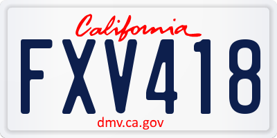 CA license plate FXV418