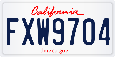 CA license plate FXW9704