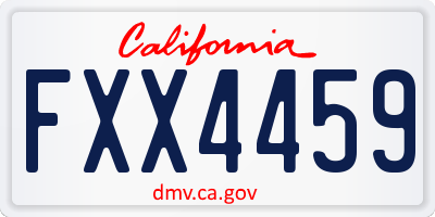 CA license plate FXX4459