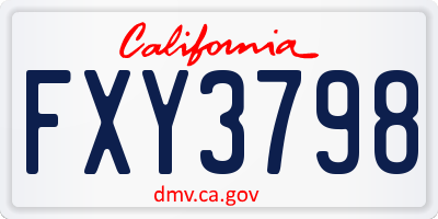 CA license plate FXY3798