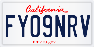 CA license plate FY09NRV