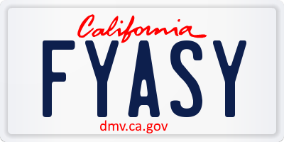 CA license plate FYASY