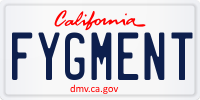 CA license plate FYGMENT