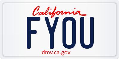 CA license plate FYOU