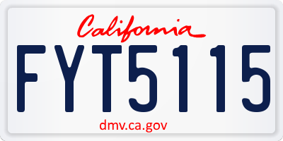 CA license plate FYT5115