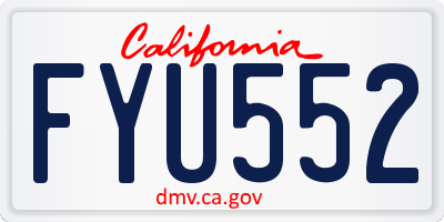 CA license plate FYU552