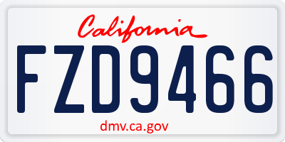 CA license plate FZD9466