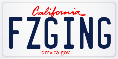 CA license plate FZGING