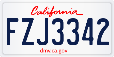 CA license plate FZJ3342