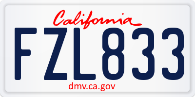 CA license plate FZL833