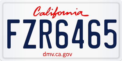 CA license plate FZR6465