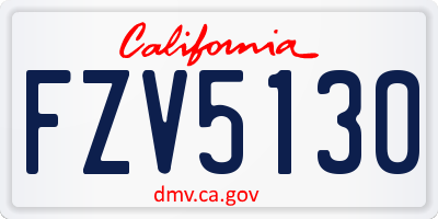 CA license plate FZV5130