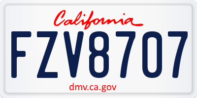 CA license plate FZV8707