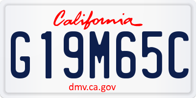 CA license plate G19M65C