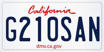 CA license plate G210SAN