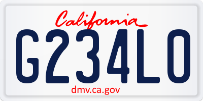 CA license plate G234L0