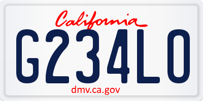 CA license plate G234LO