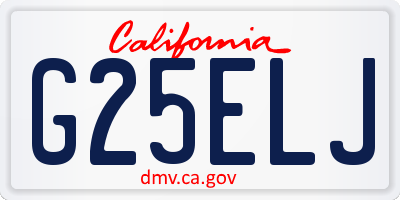 CA license plate G25ELJ