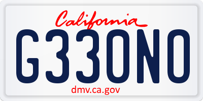 CA license plate G330NO