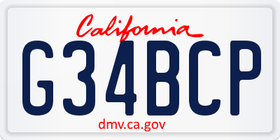 CA license plate G34BCP