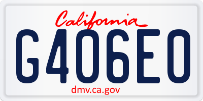 CA license plate G406E0