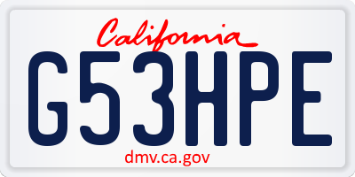 CA license plate G53HPE