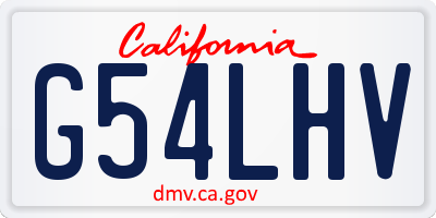 CA license plate G54LHV