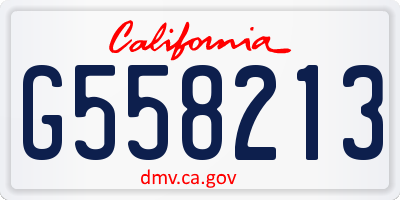 CA license plate G558213