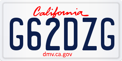 CA license plate G62DZG