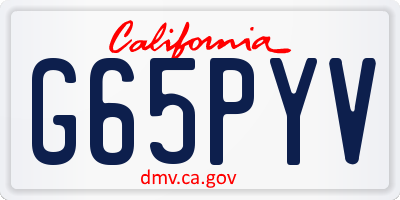 CA license plate G65PYV