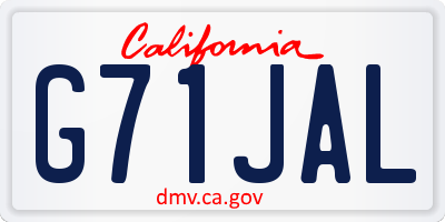 CA license plate G71JAL