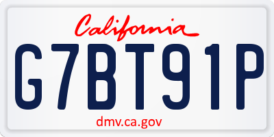 CA license plate G7BT91P