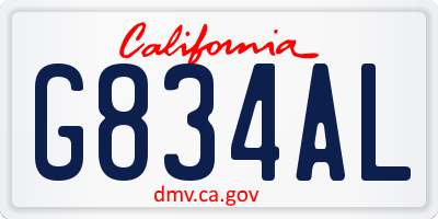 CA license plate G834AL