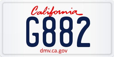 CA license plate G882