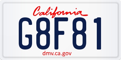 CA license plate G8F81