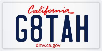 CA license plate G8TAH