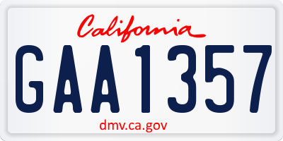 CA license plate GAA1357