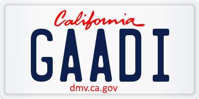 CA license plate GAADI