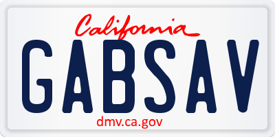 CA license plate GABSAV