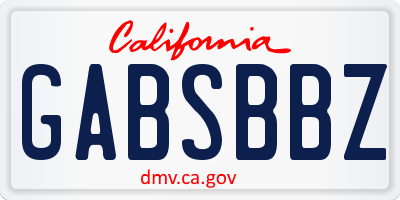 CA license plate GABSBBZ