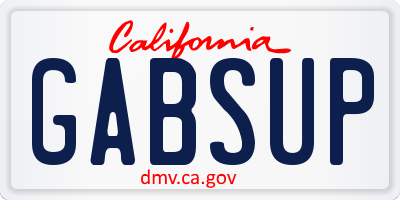 CA license plate GABSUP