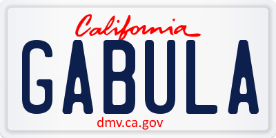 CA license plate GABULA